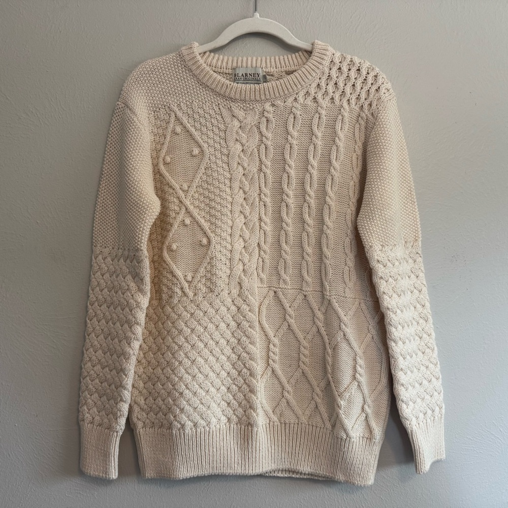 Cream Cable Knit Crewneck Sweater